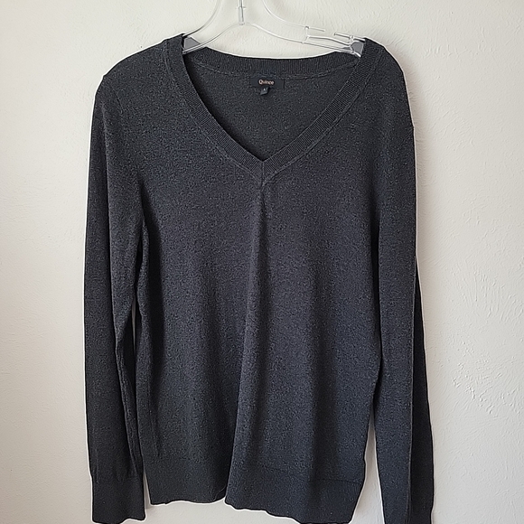 Quince Charcoal Cotton Cashmere Sweater - Picture 1 of 9